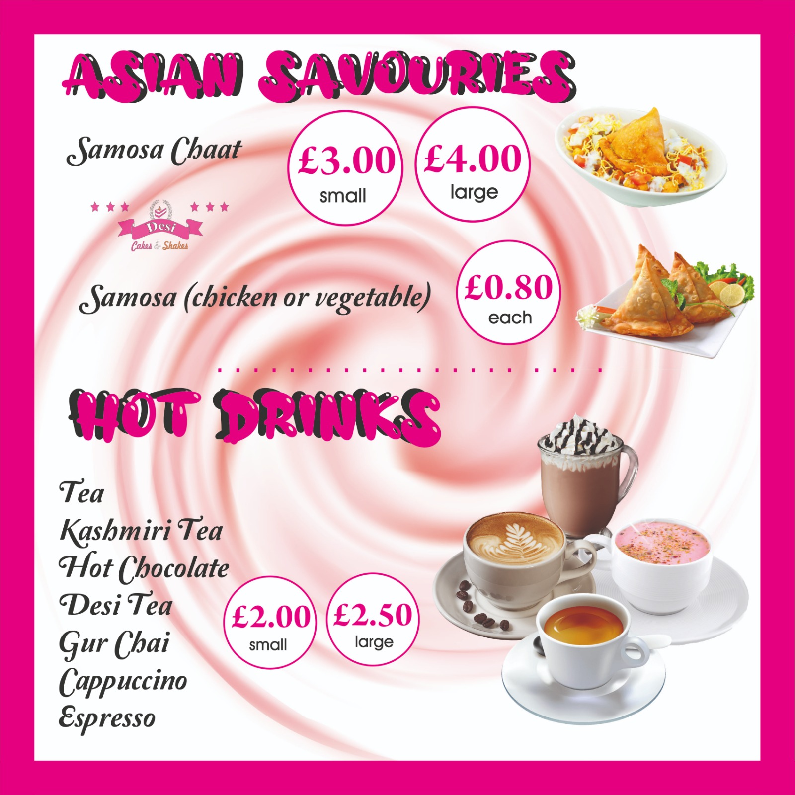 Menu Desi Cakes & Shakes