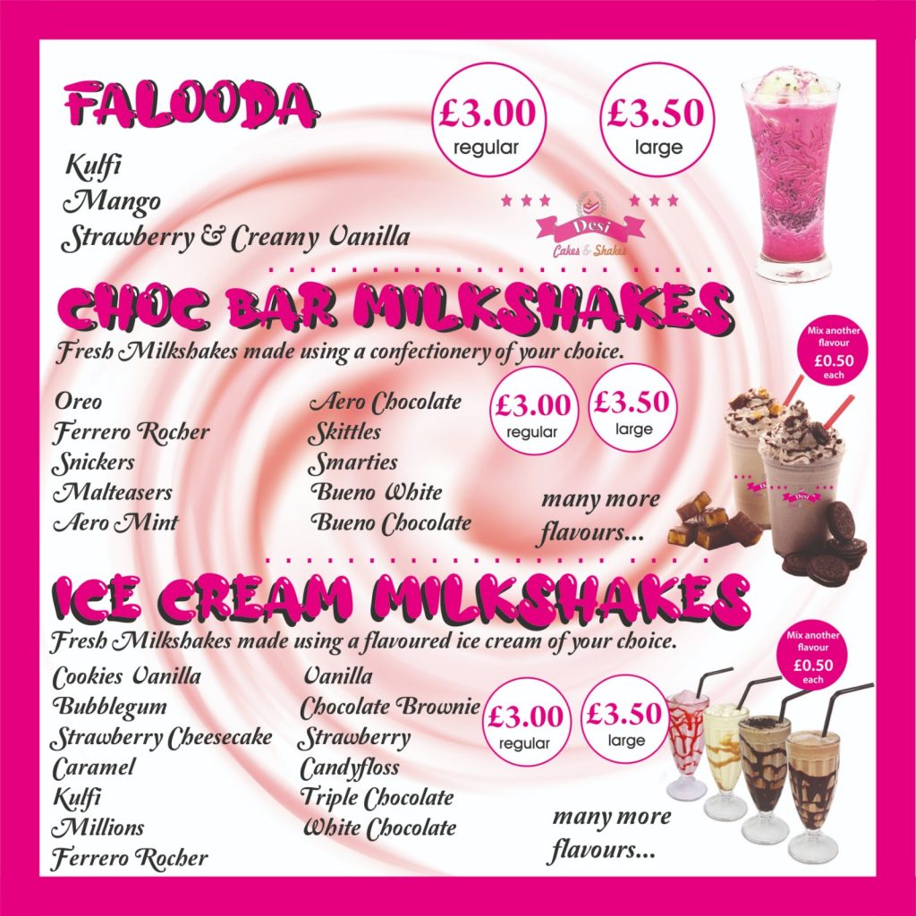 Menu Desi Cakes & Shakes